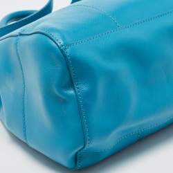 Pre Owned Tory Burch Teal Blue Saffiano Leather Robinson Tote