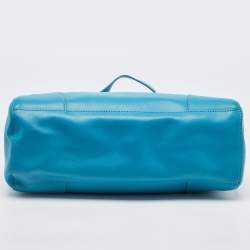 Pre Owned Tory Burch Teal Blue Saffiano Leather Robinson Tote