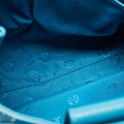 Pre Owned Tory Burch Teal Blue Saffiano Leather Robinson Tote