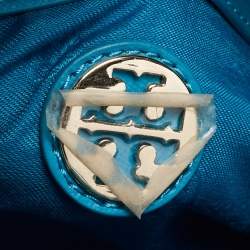 Pre Owned Tory Burch Teal Blue Saffiano Leather Robinson Tote