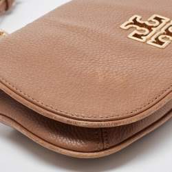 Pre Owned Tory Burch Brown Leather Britten Crossbody Bag