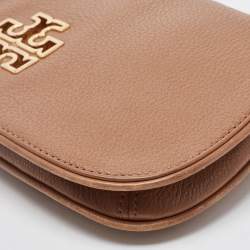 Pre Owned Tory Burch Brown Leather Britten Crossbody Bag