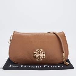 Pre Owned Tory Burch Brown Leather Britten Crossbody Bag
