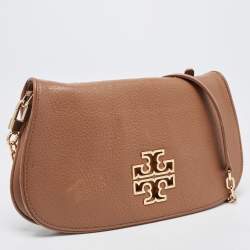 Pre Owned Tory Burch Brown Leather Britten Crossbody Bag