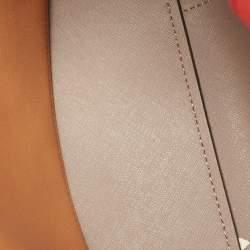 Pre Owned Tory Burch Red Leather Small Perry Triple-Compartment Tote