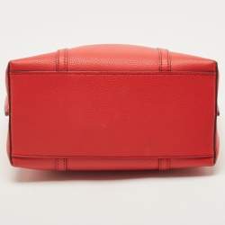 Pre Owned Tory Burch Red Leather Small Perry Triple-Compartment Tote