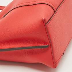 Pre Owned Tory Burch Red Leather Small Perry Triple-Compartment Tote