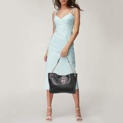 Pre Owned Tory Burch Black Leather Small Britten Slouchy Tote