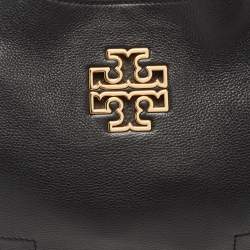 Pre Owned Tory Burch Black Leather Small Britten Slouchy Tote