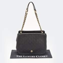 Pre Owned Tory Burch Black Quilted Leather Bryant Shoulder Bag