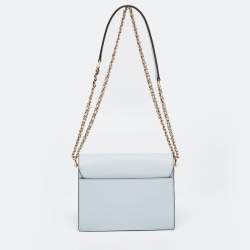 Pre Owned Tory Burch Blue Leather Robinson Flap Shoulder Bag