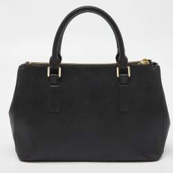 Pre Owned Tory Burch Black Leather Double Zip Robinson Tote