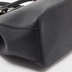 Pre Owned Tory Burch Black Leather Double Zip Robinson Tote