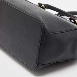 Pre Owned Tory Burch Black Leather Double Zip Robinson Tote