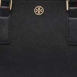 Pre Owned Tory Burch Black Leather Double Zip Robinson Tote
