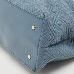 Pre Owned Tory Burch Blue Quilted Leather Marion Tote