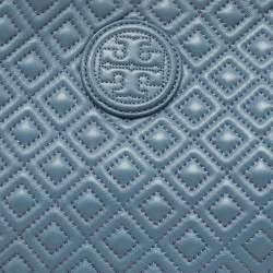 Pre Owned Tory Burch Blue Quilted Leather Marion Tote
