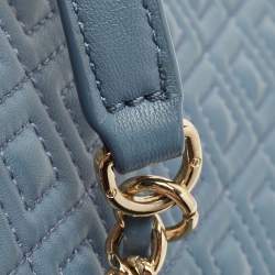 Pre Owned Tory Burch Blue Quilted Leather Marion Tote