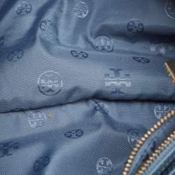 Pre Owned Tory Burch Blue Quilted Leather Marion Tote