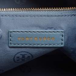 Pre Owned Tory Burch Blue Quilted Leather Marion Tote