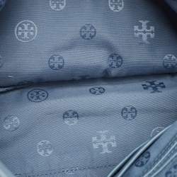 Pre Owned Tory Burch Blue Quilted Leather Marion Tote