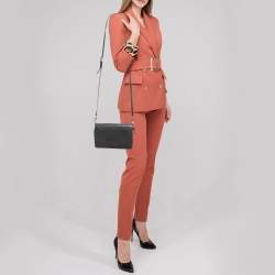 Pre Owned Tory Burch Black Leather Harper Flap Crossbody Bag