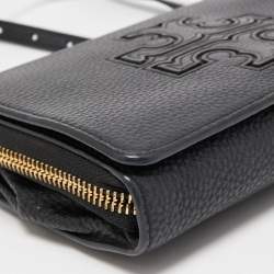 Pre Owned Tory Burch Black Leather Harper Flap Crossbody Bag