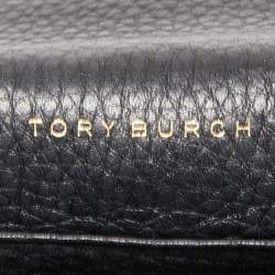 Pre Owned Tory Burch Black Leather Harper Flap Crossbody Bag