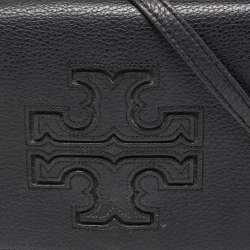Pre Owned Tory Burch Black Leather Harper Flap Crossbody Bag