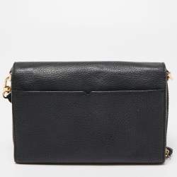 Pre Owned Tory Burch Black Leather Harper Flap Crossbody Bag