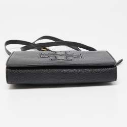 Pre Owned Tory Burch Black Leather Harper Flap Crossbody Bag