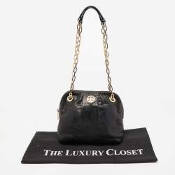 Pre Owned Tory Burch Black Leather Mini Dena Shoulder Bag