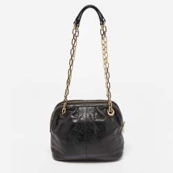 Pre Owned Tory Burch Black Leather Mini Dena Shoulder Bag
