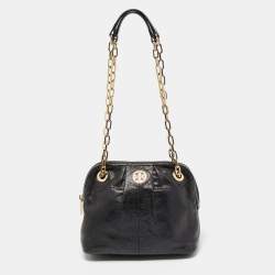 Pre Owned Tory Burch Black Leather Mini Dena Shoulder Bag