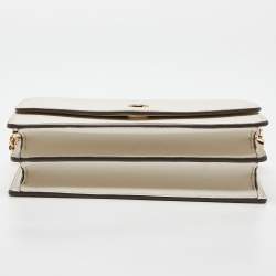 Pre Owned Tory Burch Off White Leather Robinson Crossbody Bag