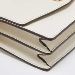 Pre Owned Tory Burch Off White Leather Robinson Crossbody Bag