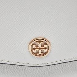 Pre Owned Tory Burch Off White Leather Robinson Crossbody Bag