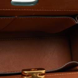 Pre Owned Tory Burch Green Croc Embossed Leather Lee Radziwill Top Handle Bag