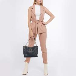 Pre Owned Tory Burch Black Leather McGraw Slouchy Tote