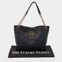 Pre Owned Tory Burch Black Leather McGraw Slouchy Tote
