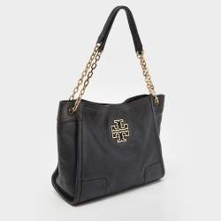 Pre Owned Tory Burch Black Leather McGraw Slouchy Tote