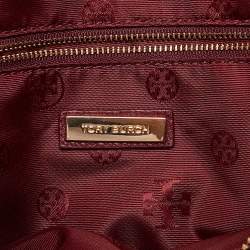 Pre Owned Tory Burch Burgundy Leather McGraw Slouchy Tote