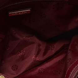 Pre Owned Tory Burch Burgundy Leather McGraw Slouchy Tote