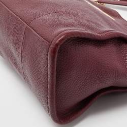 Pre Owned Tory Burch Burgundy Leather McGraw Slouchy Tote