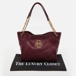 Pre Owned Tory Burch Burgundy Leather McGraw Slouchy Tote