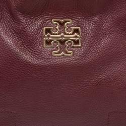 Pre Owned Tory Burch Burgundy Leather McGraw Slouchy Tote