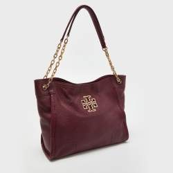 Pre Owned Tory Burch Burgundy Leather McGraw Slouchy Tote