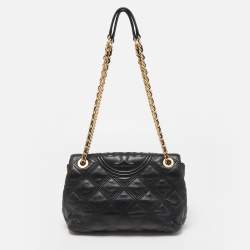 Pre Owned Tory Burch Black Leather Fleming Soft Shoulder Bag