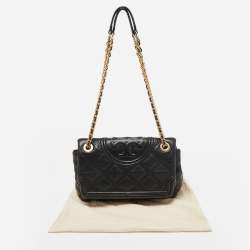 Pre Owned Tory Burch Black Leather Fleming Soft Shoulder Bag
