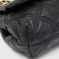 Pre Owned Tory Burch Black Leather Fleming Soft Shoulder Bag